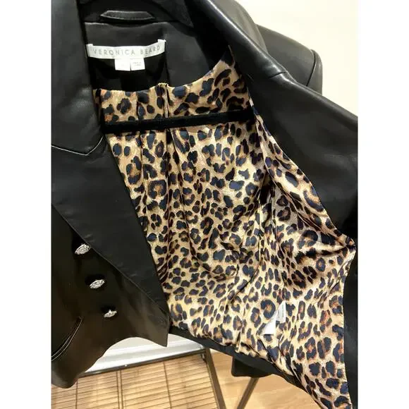 Veronica Beard Nevis Black Leather Cropped Jacket size 6 - Picture 4 of 6